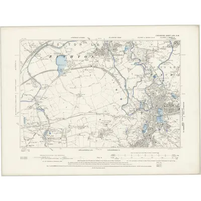 1890 Map of Lancashire LXIII.SW, 1894 Print