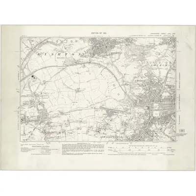 1928 Map of Lancashire LXIII.SW, 1932 Print