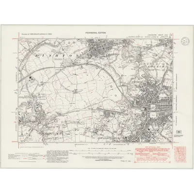 1938 Map of Lancashire LXIII.SW, 1947 Print