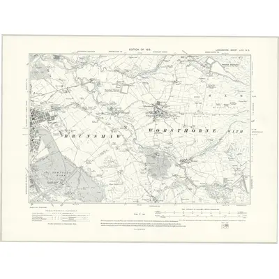 1909 Map of Lancashire LXIV.NE, 1913 Print