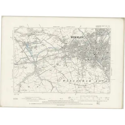 1890 Map of Lancashire LXIV.NW, 1894 Print
