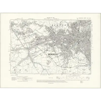 1909 Map of Lancashire LXIV.NW, 1914 Print
