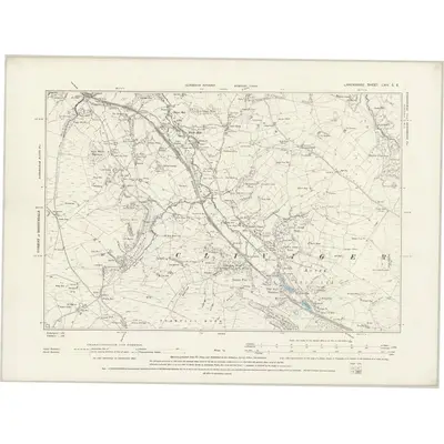 1892 Map of Lancashire LXIV.SE, 1895 Print