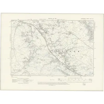 1909 Map of Lancashire LXIV.SE, 1912 Print
