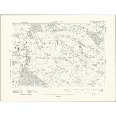 1909 Map of Lancashire LXIX.NE, 1914 Print