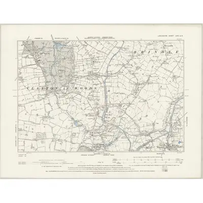 1893 Map of Lancashire LXIX.SE, 1894 Print