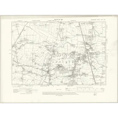 1909 Map of Lancashire LXIX.SW, 1912 Print