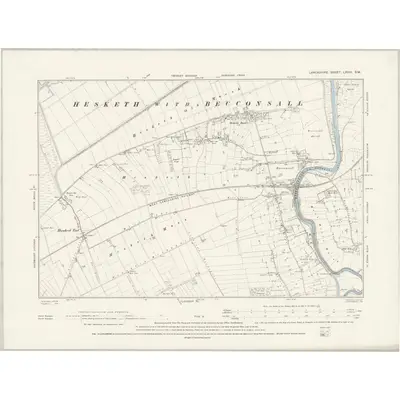 1891 Map of Lancashire LXVIII.SW, 1894 Print