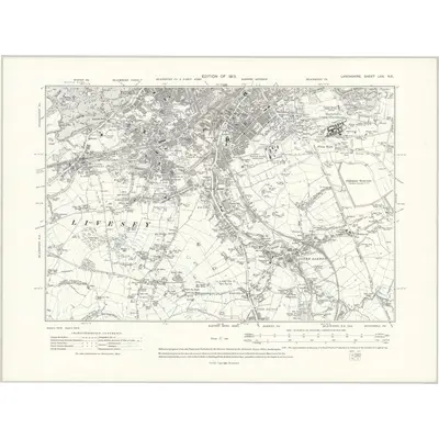 1909 Map of Lancashire LXX.NE, 1913 Print