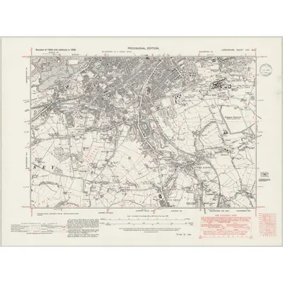 1938 Map of Lancashire LXX.NE, 1945 Print