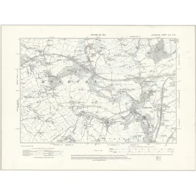 1909 Map of Lancashire LXX.NW, 1913 Print