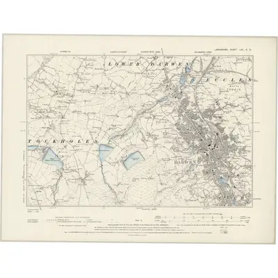 1890 Map of Lancashire LXX.SE, 1894 Print