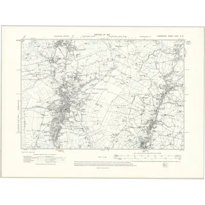 1909 Map of Lancashire LXXII.NW, 1912 Print