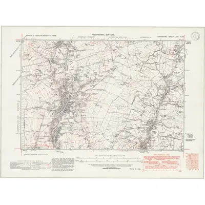 1938 Map of Lancashire LXXII.NW, 1947 Print