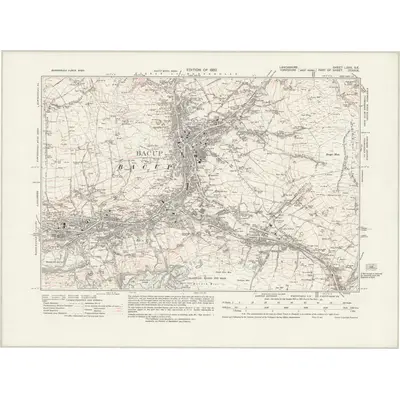 1928 Map of Lancashire LXXII.SE, 1932 Print