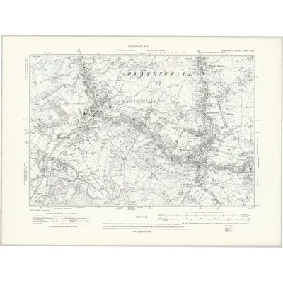 1908 Map of Lancashire LXXII.SW, 1913 Print