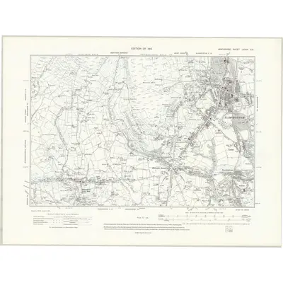 1908 Map of Lancashire LXXIX.SE, 1912 Print