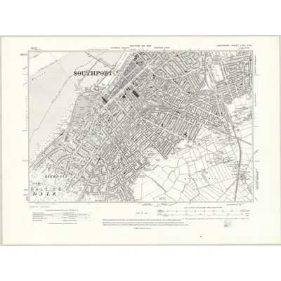 1908 Map of Lancashire LXXV.SW, 1912 Print