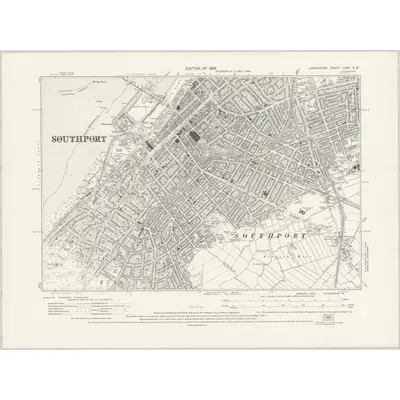 1926 Map of Lancashire LXXV.SW, 1929 Print