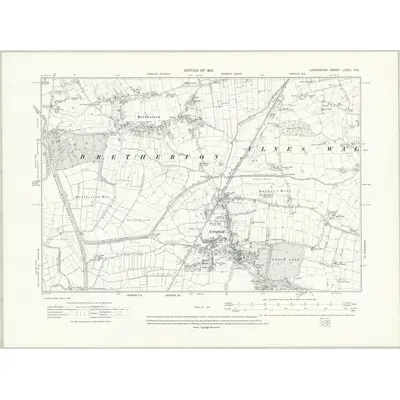 1908 Map of Lancashire LXXVI.NE, 1913 Print