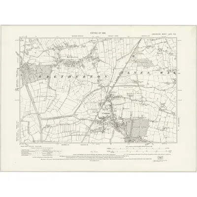 1927 Map of Lancashire LXXVI.NE, 1929 Print