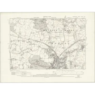 1927 Map of Lancashire LXXVII.NE, 1930 Print