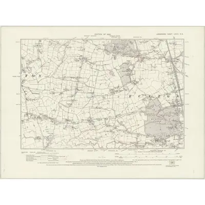 1927 Map of Lancashire LXXVII.NW, 1929 Print