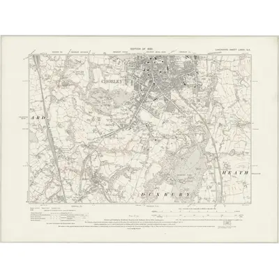 1927 Map of Lancashire LXXVII.SE, 1930 Print
