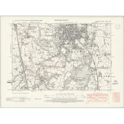 1939 Map of Lancashire LXXVII.SE, 1947 Print