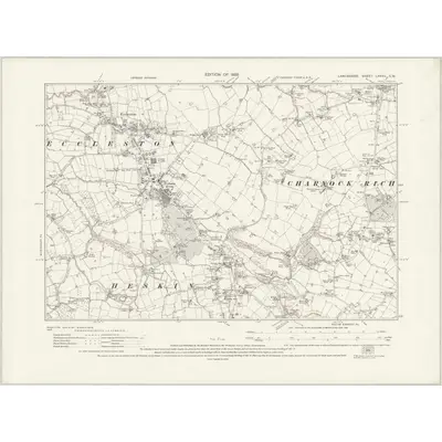 1927 Map of Lancashire LXXVII.SW, 1929 Print
