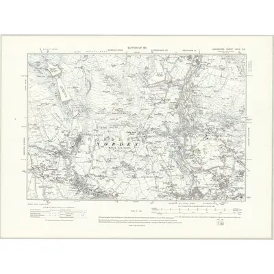 1908 Map of Lancashire LXXX.SE, 1911 Print