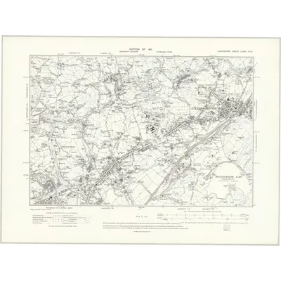 1907 Map of Lancashire LXXXI.SW, 1911 Print