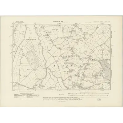 1907 Map of Lancashire LXXXIV.NE, 1909 Print