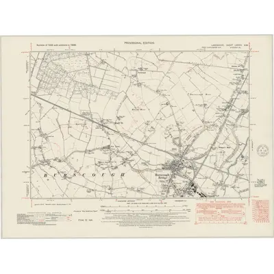 1938 Map of Lancashire LXXXIV.NW, 1948 Print