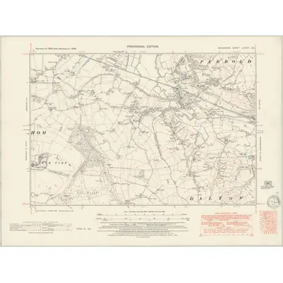 1938 Map of Lancashire LXXXIV.SE, 1951 Print