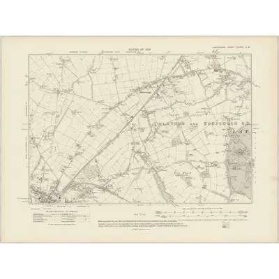 1906 Map of Lancashire LXXXIV.SW, 1909 Print