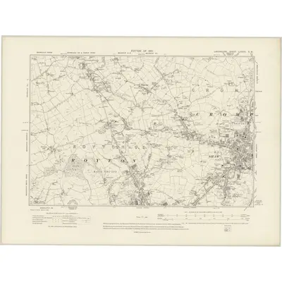1907 Map of Lancashire LXXXIX.SW, 1910 Print