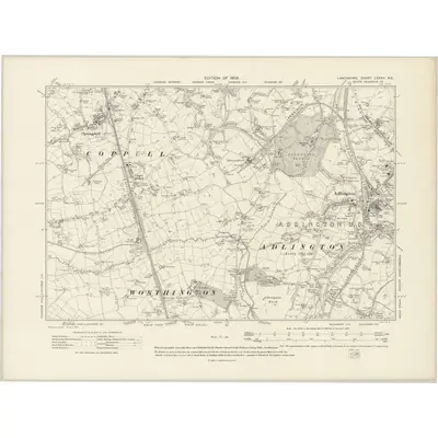 1907 Map of Lancashire LXXXV.NE, 1909 Print