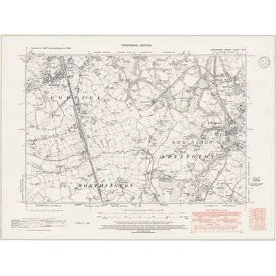 1938 Map of Lancashire LXXXV.NE, 1947 Print