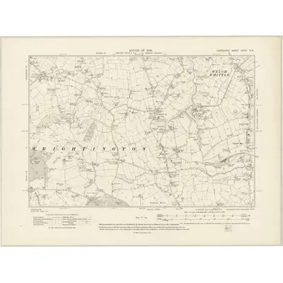 1907 Map of Lancashire LXXXV.NW, 1909 Print