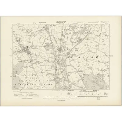 1907 Map of Lancashire LXXXV.SE, 1909 Print