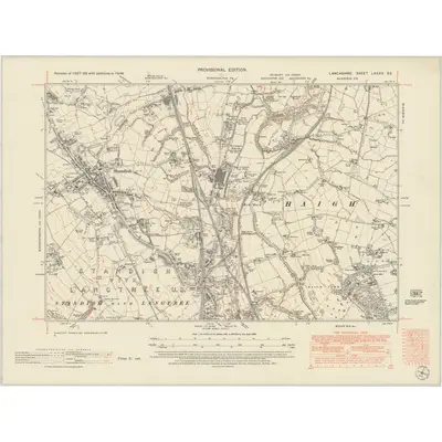 1948 Map of Lancashire LXXXV.SE, 1951 Print