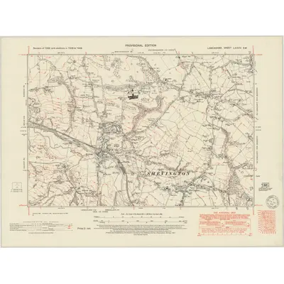 1938 Map of Lancashire LXXXV.SW, 1951 Print
