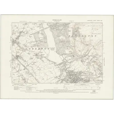 1927 Map of Lancashire LXXXVI.NW, 1930 Print