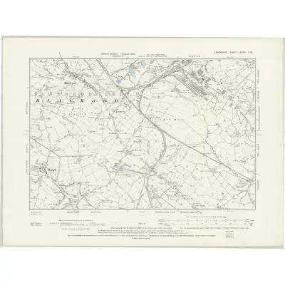 1892 Map of Lancashire LXXXVI.SW, 1894 Print