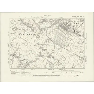 1927 Map of Lancashire LXXXVI.SW, 1930 Print