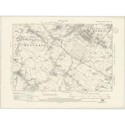 1927 Map of Lancashire LXXXVI.SW, 1939 Print