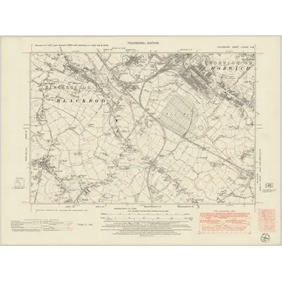 1948 Map of Lancashire LXXXVI.SW, 1951 Print