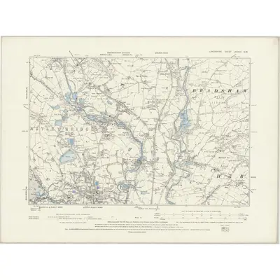 1890 Map of Lancashire LXXXVII.NW, 1894 Print
