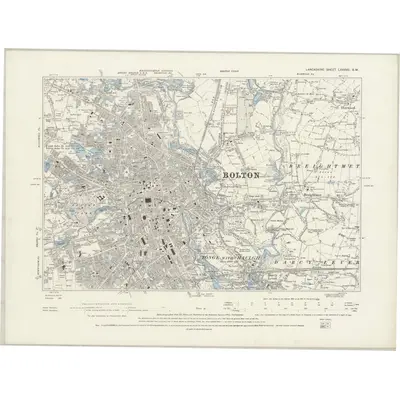 1889 Map of Lancashire LXXXVII.SW, 1894 Print
